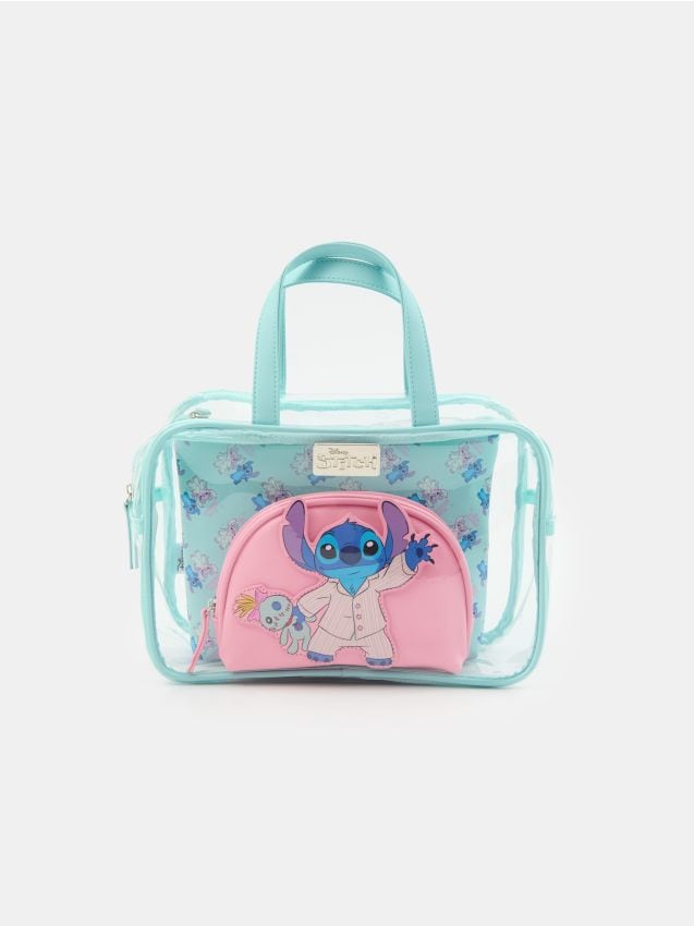 Sinsay - Súprava 3 kozmetických taštičiek Stitch - bledotyrkysová
