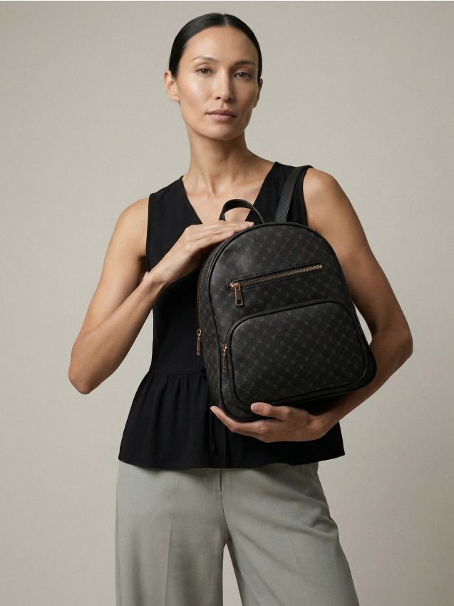 Sinsay - Rucsac din imitație de piele cu monogramă - negru