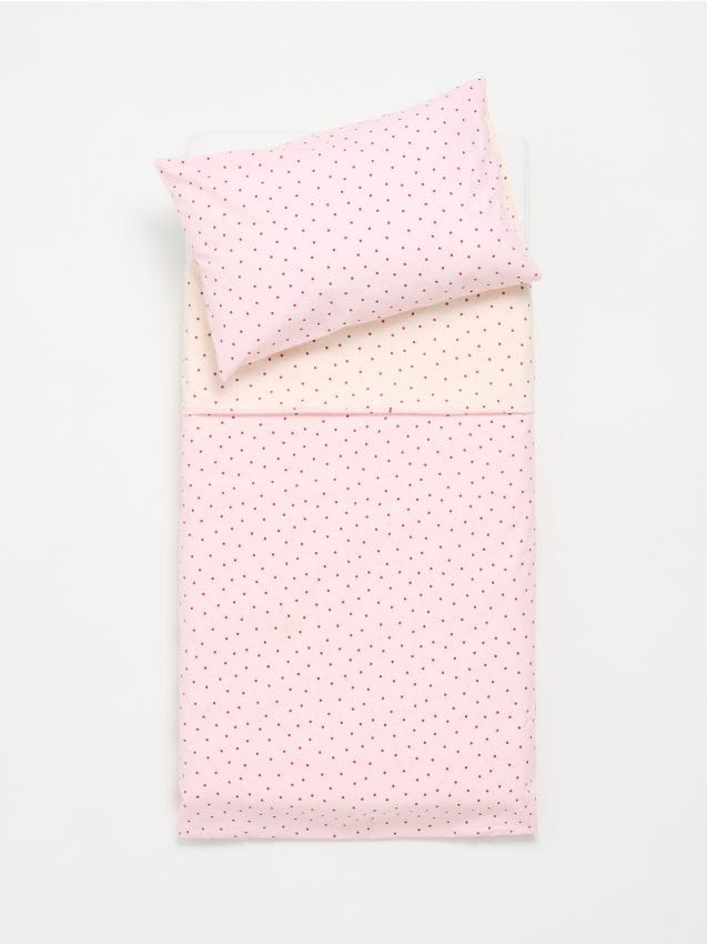 Sinsay - Lenjerie de pat reversibilă din bumbac cu buline - roz