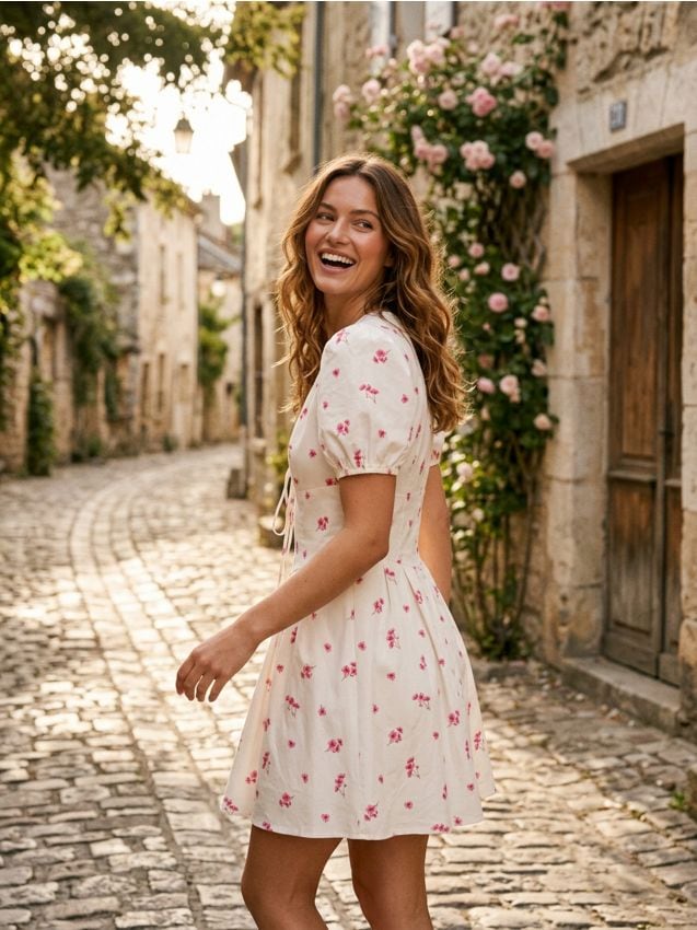 Sinsay - Rochie mini din bumbac cu imprimeu floral - multicolor