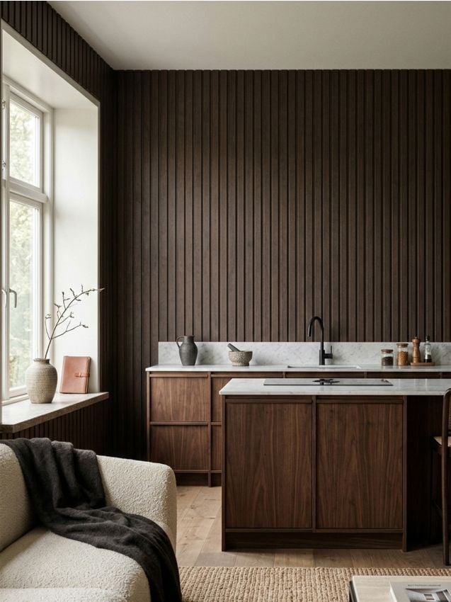 Sinsay - Set de panouri de perete cu imitație de lemn 4 pack - negru