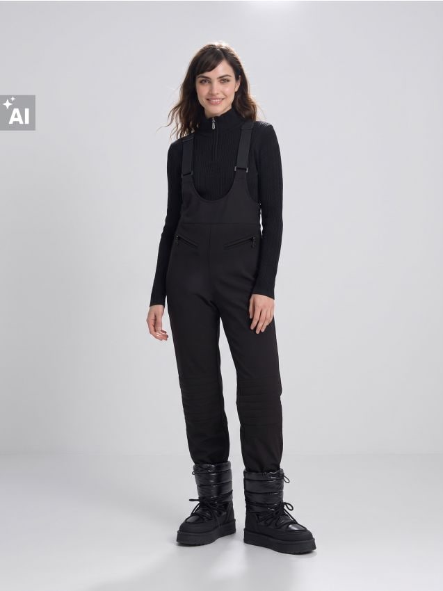 Sinsay - Pantaloni de schi cu bretele - negru