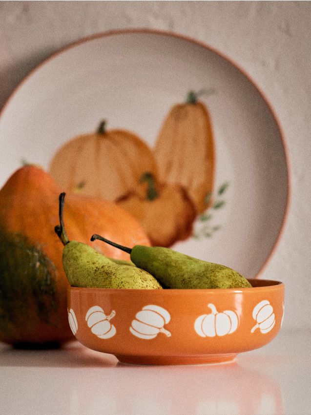 Sinsay - Bol ceramic cu motiv de dovleac - portocaliu