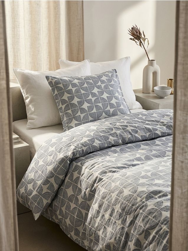 Sinsay - Set de lenjerie de pat din bumbac cu model geometric - crem