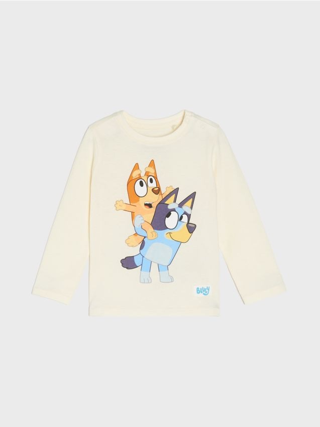 Sinsay - Tričko s dlhými rukávmi Bluey - krémová