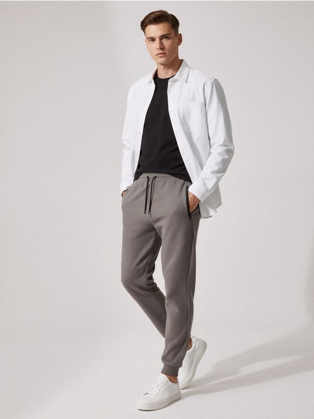 Sinsay - Pantaloni regular fit - gri-închis