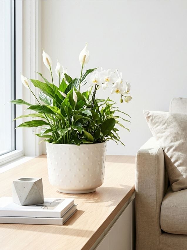 Sinsay - Ghiveci ceramic cu model embosat - crem