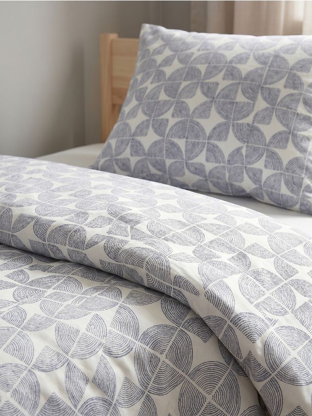 Sinsay - Set de lenjerie de pat din bumbac cu model geometric - crem