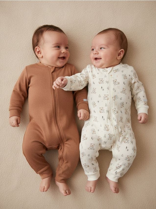 Sinsay - Súprava 2 bavlnených overalov - béžová