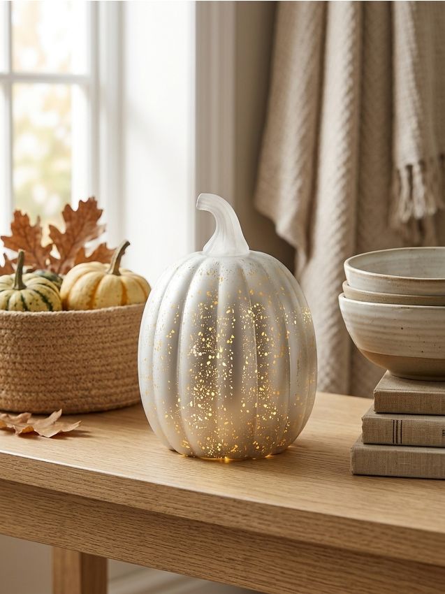 Lampada da tavolo LED a forma di zucca - argento