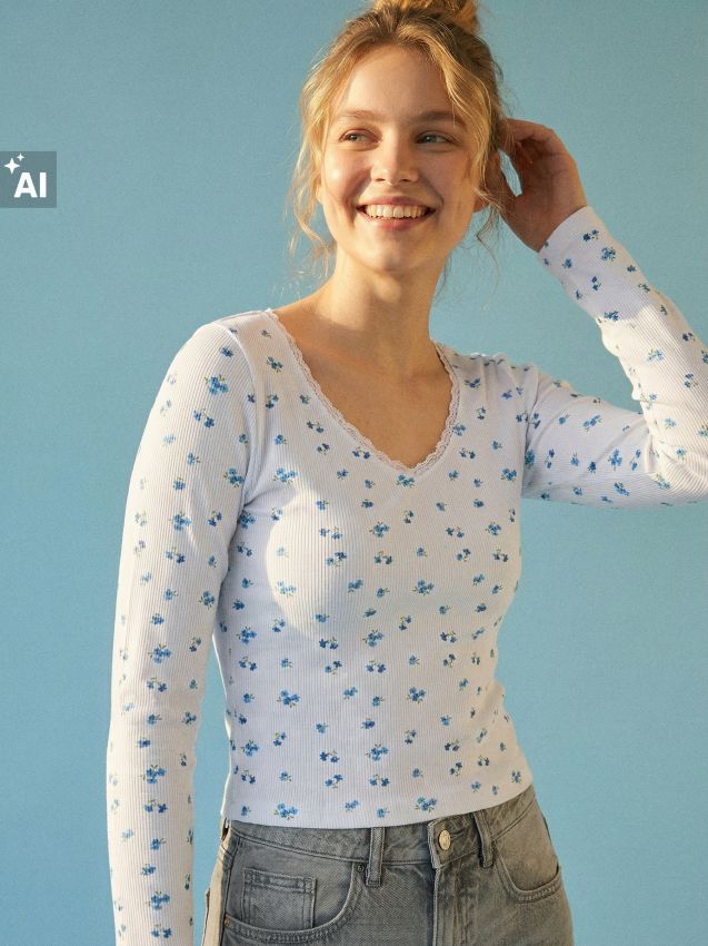Sinsay - Bluză din bumbac cu imprimeu floral - multicolor