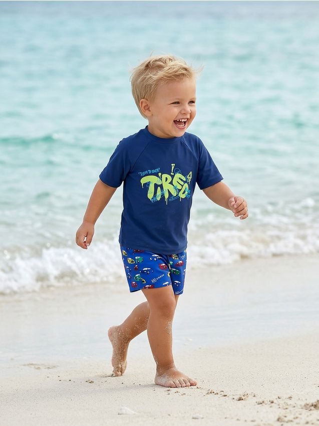 Sinsay - Șorturi de baie cu motiv de mașini - albastru-cobalt