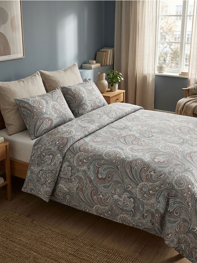 Sinsay - Set de lenjerie de pat din bumbac cu model paisley - nude