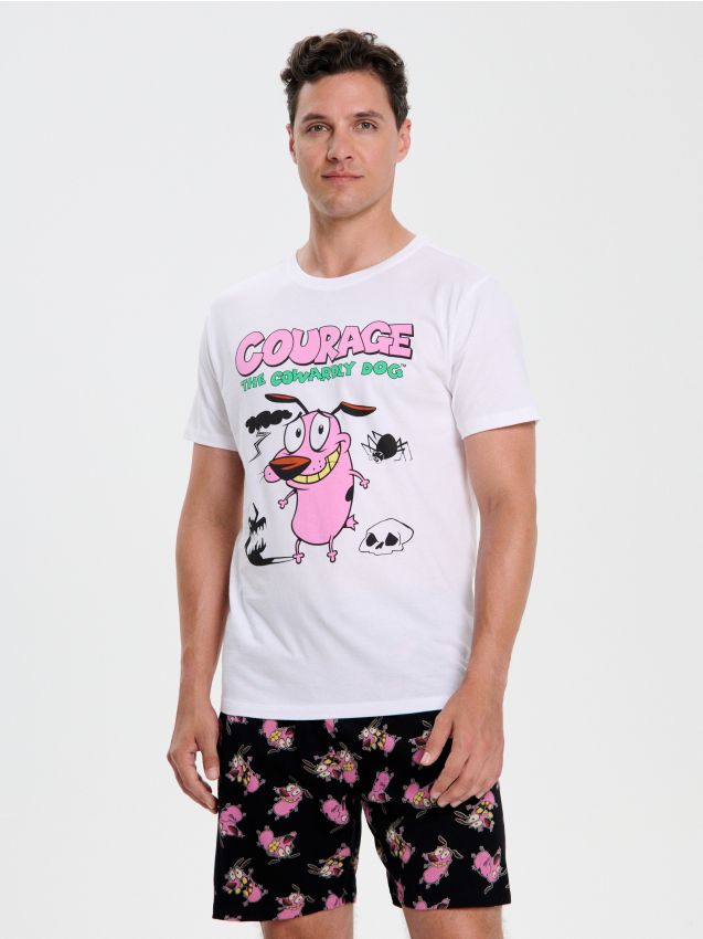 Sinsay - Bavlnená dvojdielna pyžama s potlačou Courage the Cowardly Dog - viacfarebná