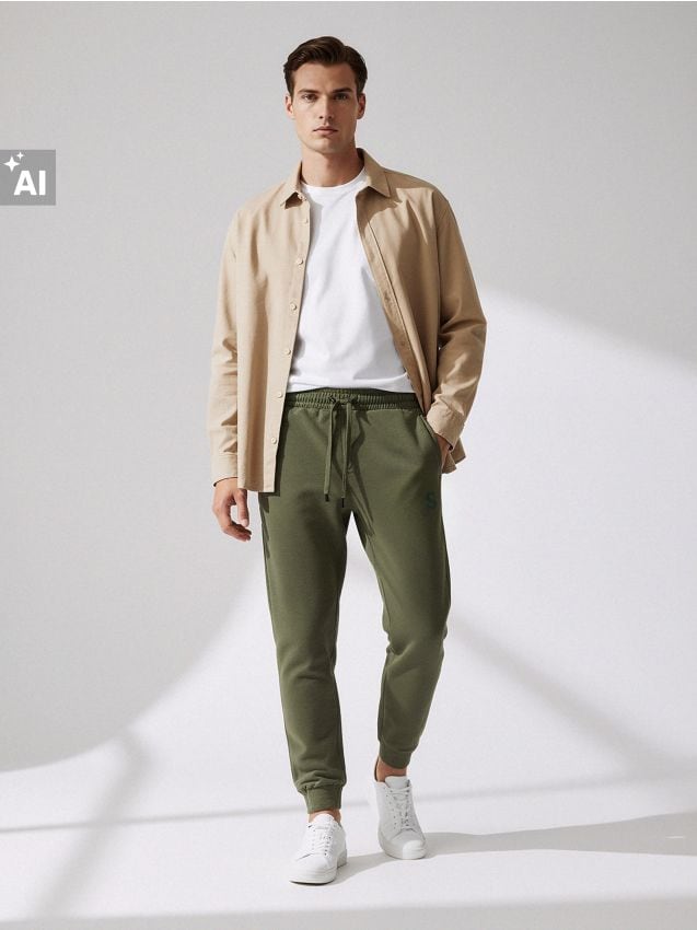 Sinsay - Pantaloni jogger - verde-gălbui