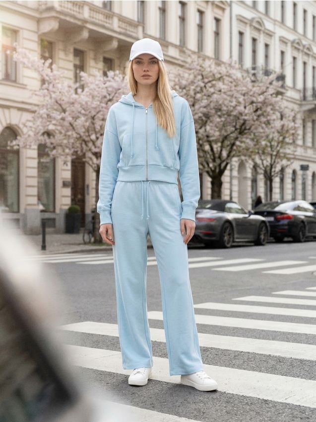 Sinsay - Hanorac cu glugă și fermoar - albastru-pal