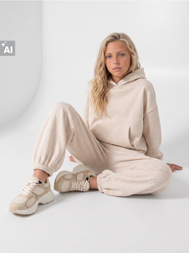 Sinsay - Pantaloni de trening loose jogger - bej
