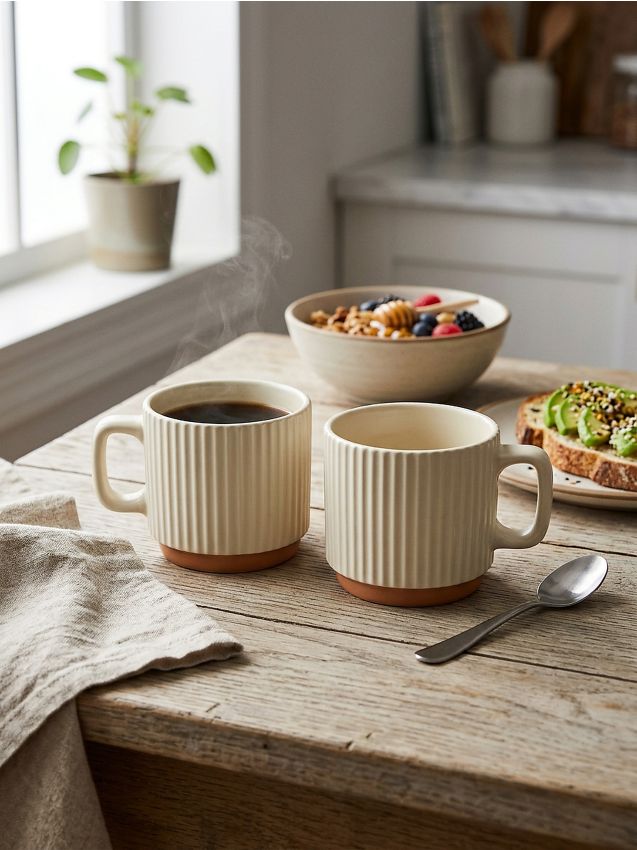 Sinsay - Căni cu striații – set de 2 - crem