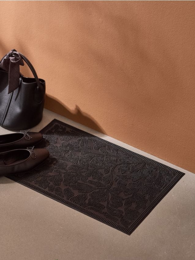 Sinsay - Preș de intrare din cauciuc cu motiv vegetal - negru