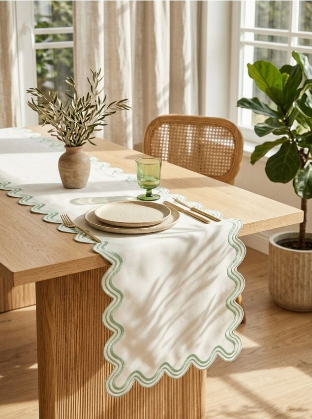 Sinsay - Drăguț pentru masă cu margine decorativă - verde-pal