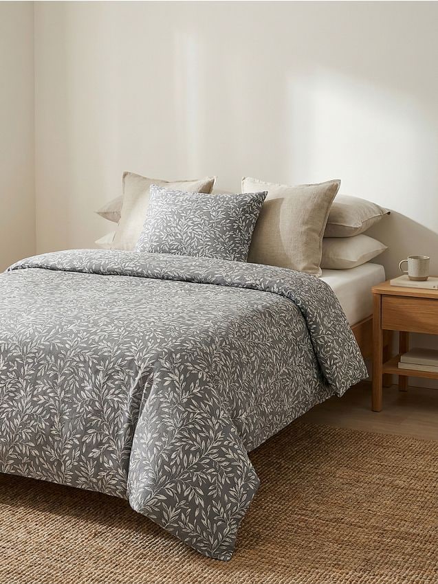 Sinsay - Set de lenjerie de pat din bumbac cu motiv vegetal - albastru-verzui
