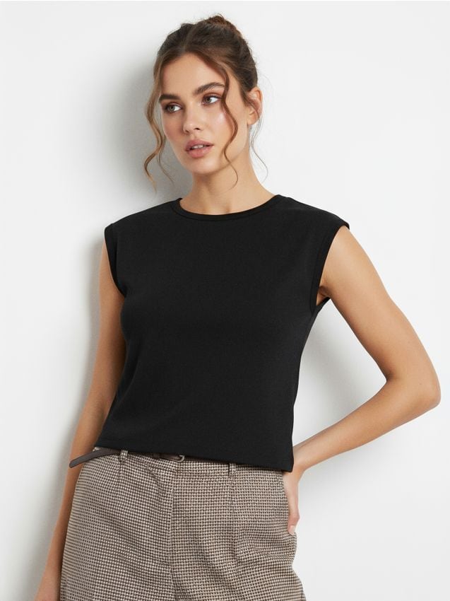 Sinsay - Bavlnené tričko - čierna