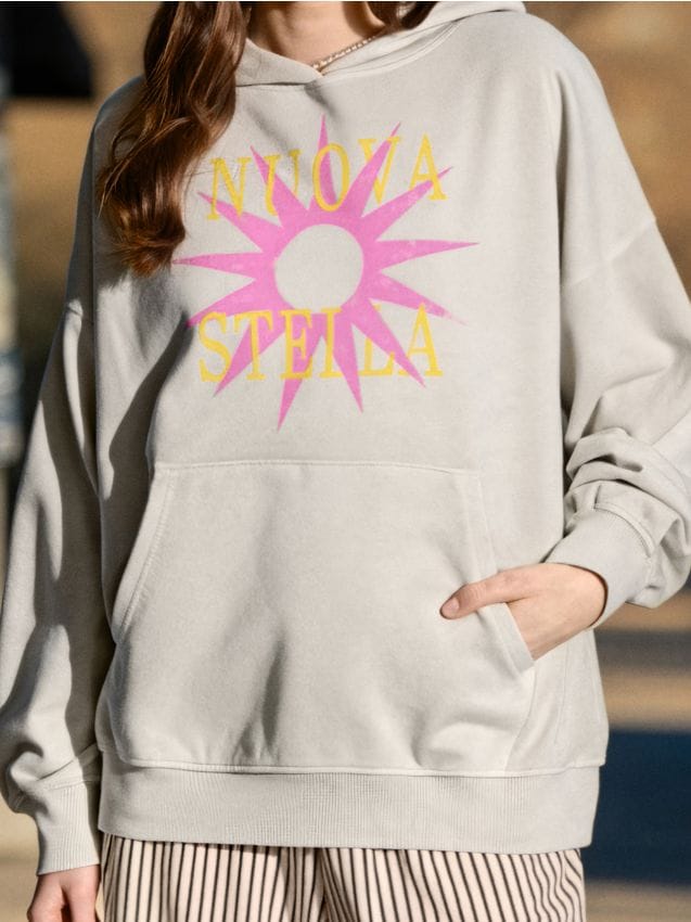 Sinsay - Bluza hoodie z nadrukiem - szary