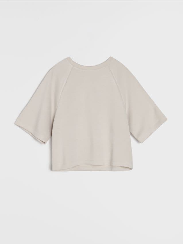 Sinsay - Bluza comfort cu mânecă scurtă și adaos de viscoză - nude