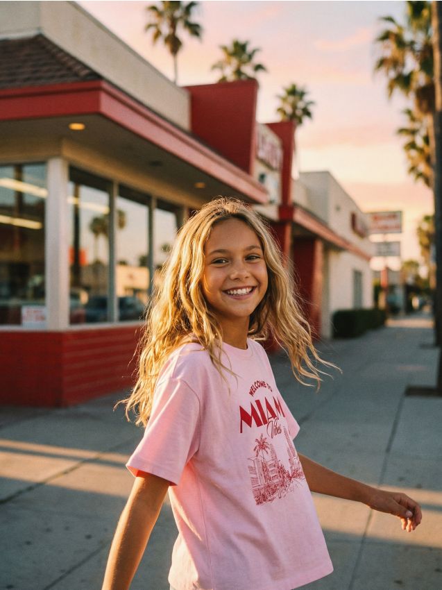 Sinsay - Tricou din bumbac cu inscripție Miami - roz-pastel