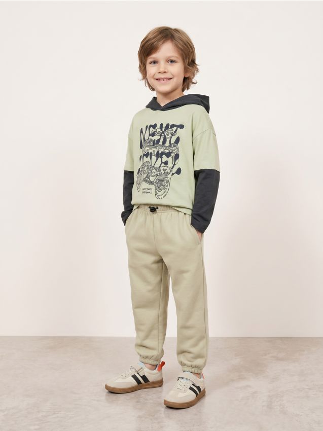 Sinsay - Pantaloni sport oversize balloon - verde-oliv deschis