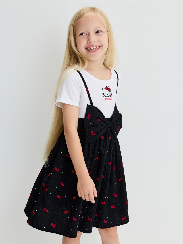 Sinsay - Rochie cu Fundiță Decorativă și Imprimeu Hello Kitty - multicolor