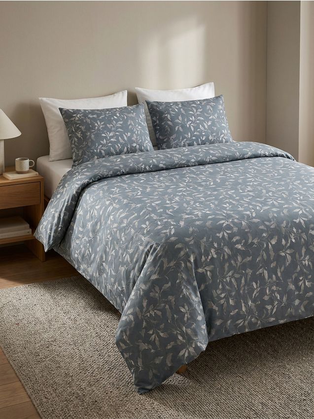 Sinsay - Set de lenjerie de pat din bumbac cu motiv vegetal - gri-neutru
