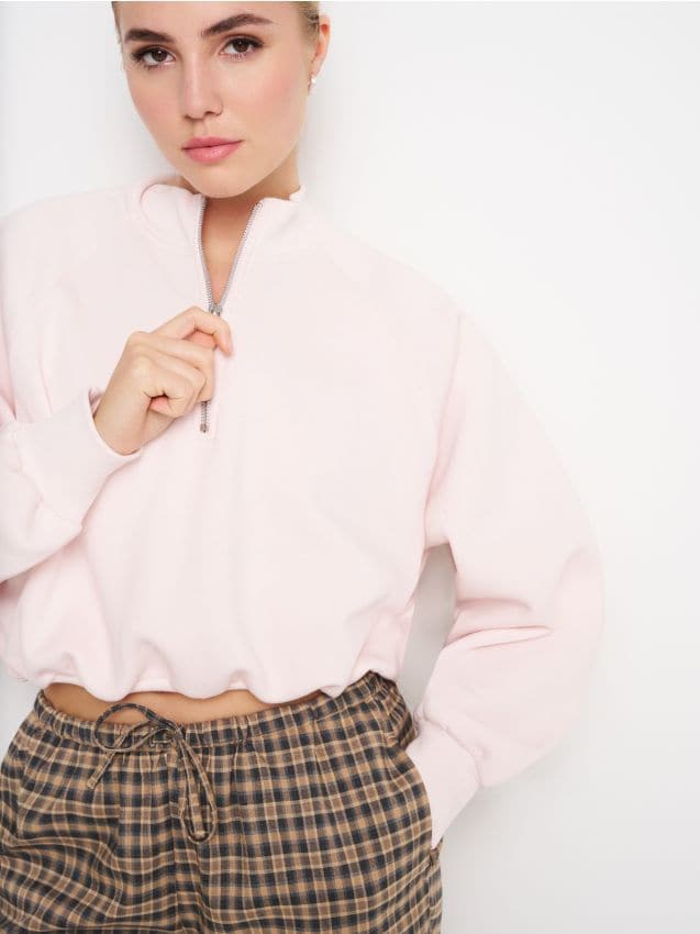 Sinsay - Mikina so stojačikom - pastelová ružová