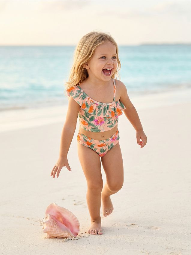 Sinsay - Costum de baie din două piese cu motiv floral și volan - multicolor