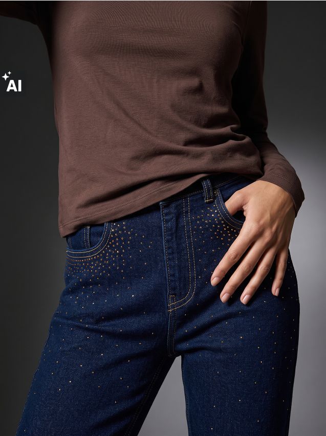 Sinsay - Blugi slim fit - albastru metalizat