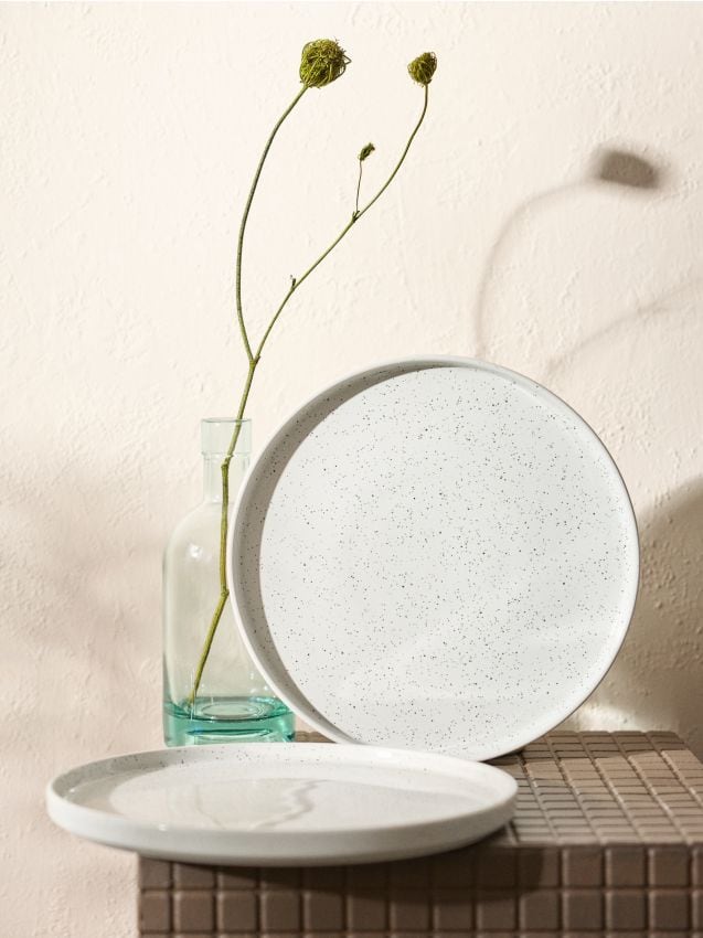 Sinsay - Farfurii ceramice cu puncte Pachet de 2 - gri deschis