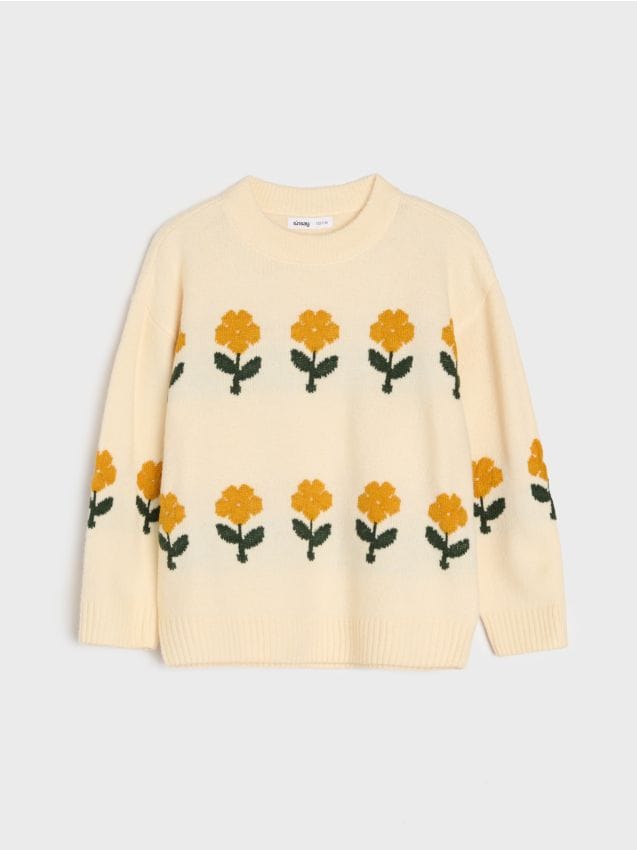 Sinsay - Pulover cu model floral - bej