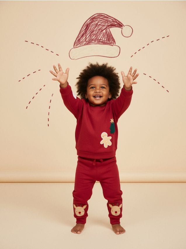 Sinsay - Mikina s okrúhlym výstrihom s vianočným motívom - burgundská červená