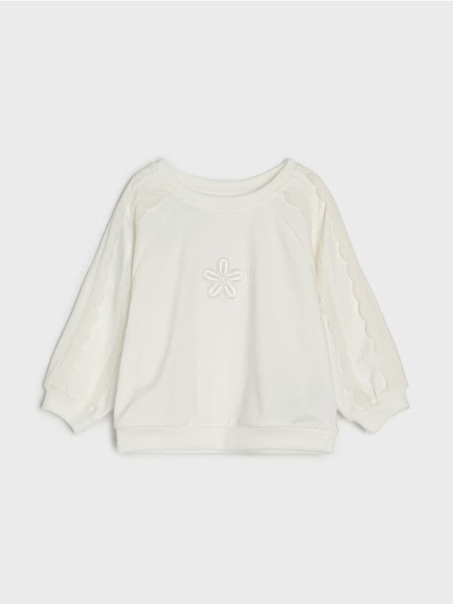 Sinsay - Hanorac crewneck cu broderie - crem