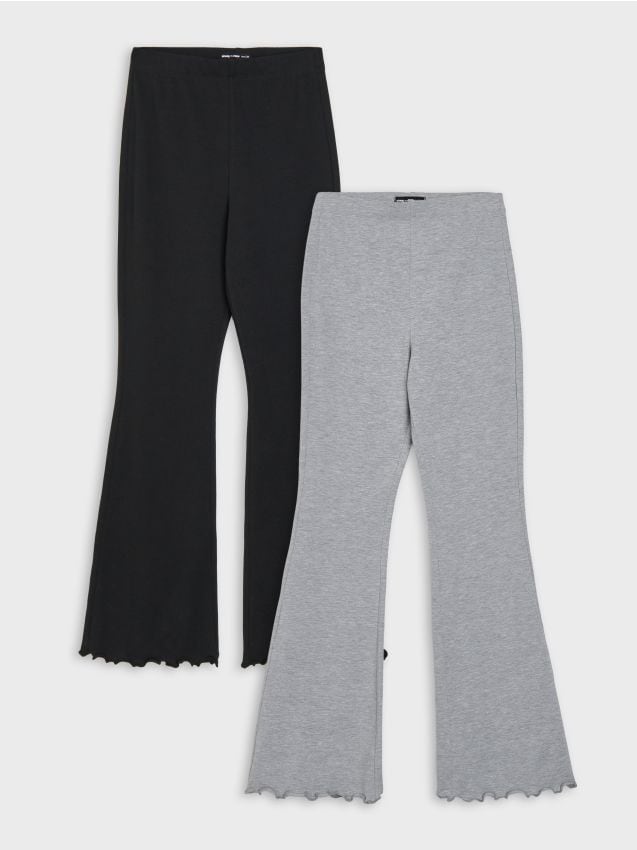 Sinsay - Bawełniane legginsy flare 2 pack - czarny