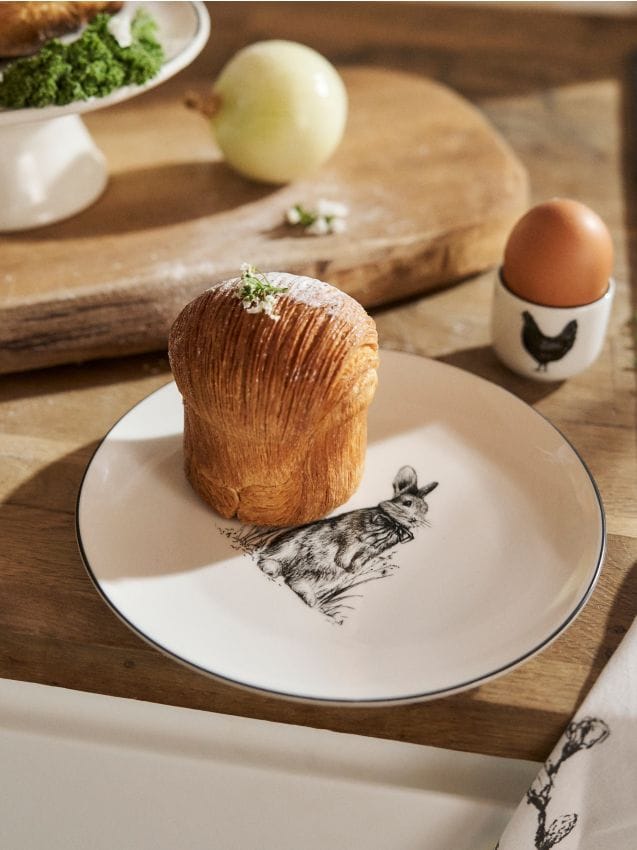 Sinsay - Farfurii ceramice de Paște cu motiv de iepuraș 2-pack - negru