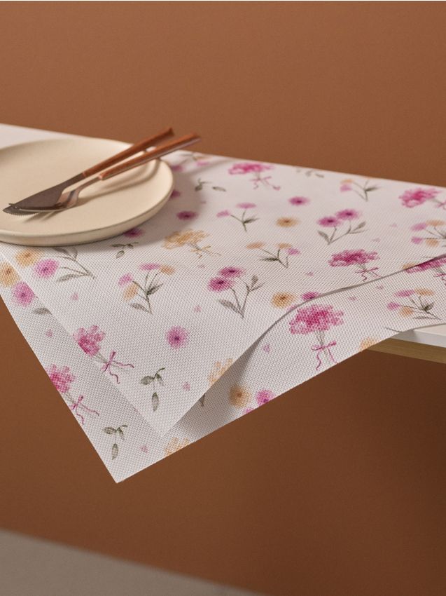 Sinsay - Set de suporturi de masă cu motiv floral 2 buc. - roz-pastel