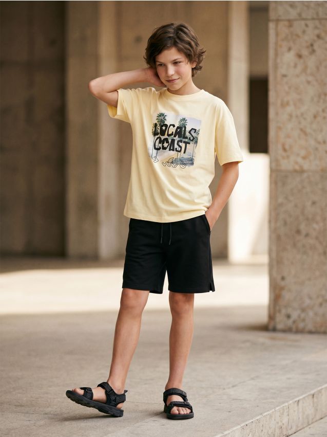 Sinsay - Șorturi din bumbac - negru