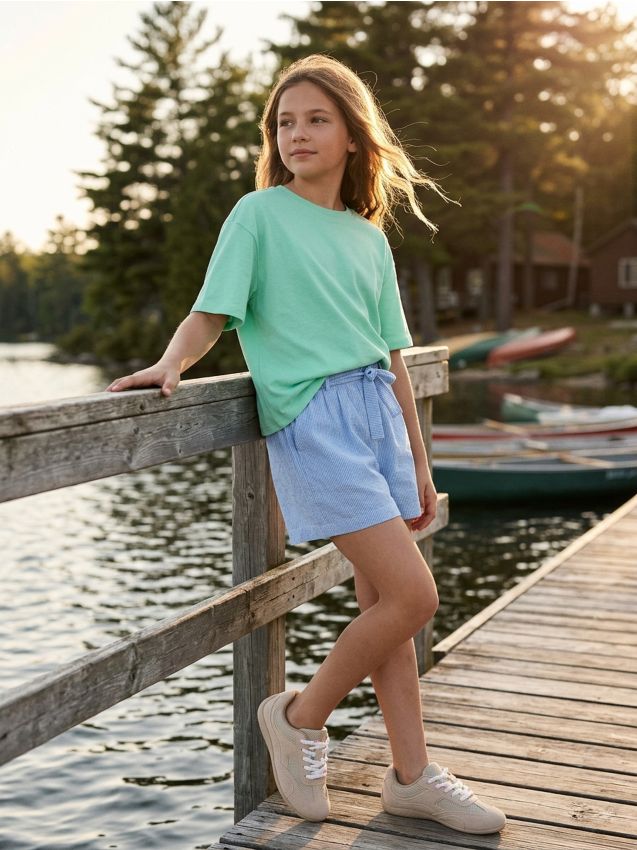 Sinsay - Tricou din bumbac cu inscripție pe spate - verde-mentă