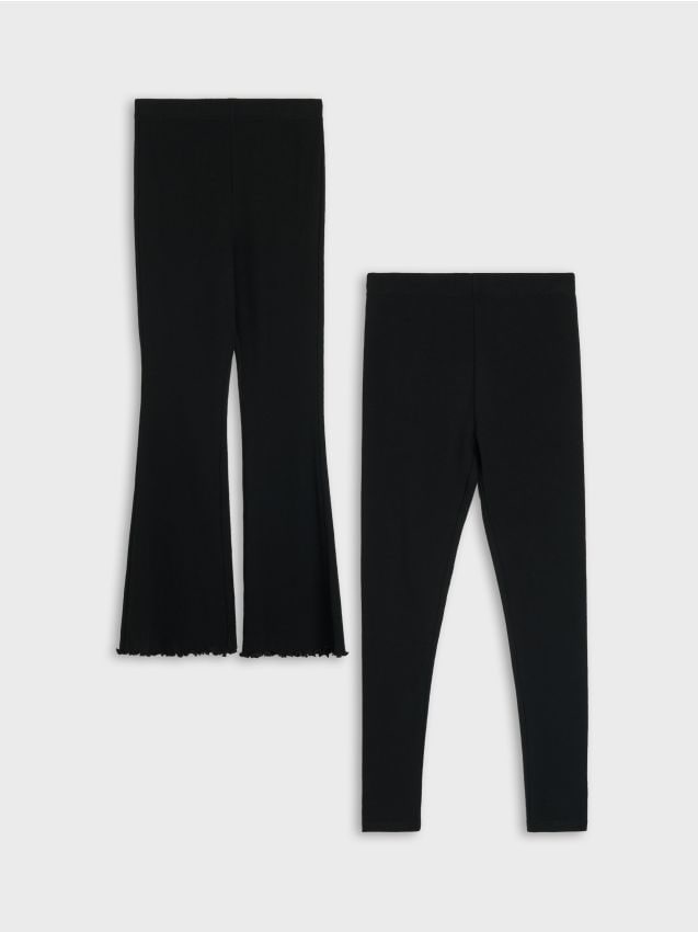 Sinsay - Bawełniane legginsy 2 pack - czarny