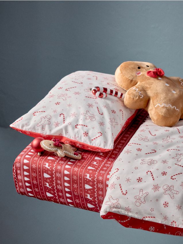 Sinsay - Set de lenjerie de pat reversibilă pentru bebeluși cu model de Crăciun - roșu