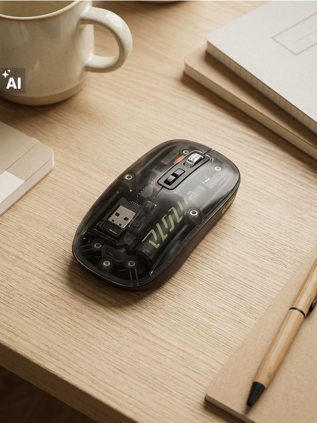 Sinsay - Mouse wireless cu carcasă transparentă - negru