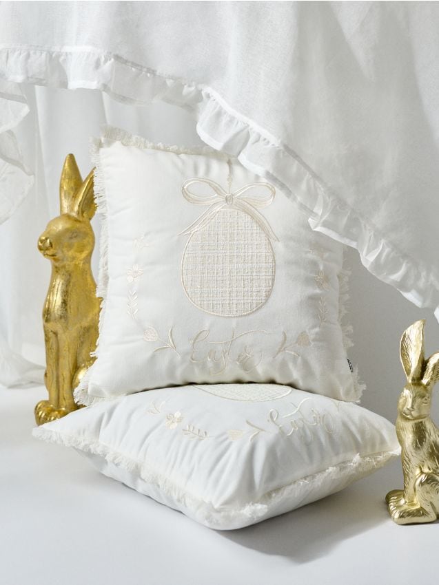 Sinsay - Față de pernă cu motiv de Paște - alb