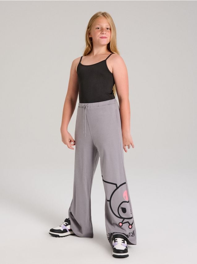 Sinsay - Široké nohavice Hello Kitty - stredne sivá