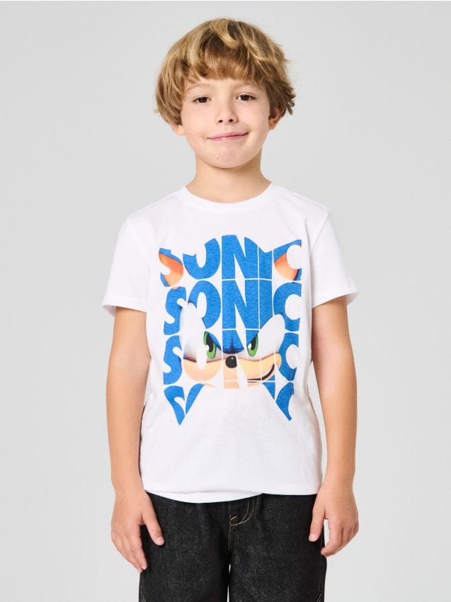Sinsay - Bavlnená košeľa s potlačou Sonic the Hedgehog - biela